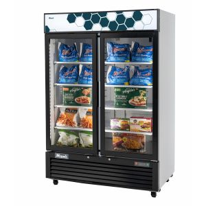 Migali (C-49FM-HCe) 54.4" Wide Freezer Merchandiser with Two Hinged Glass Doors, Energy Star
