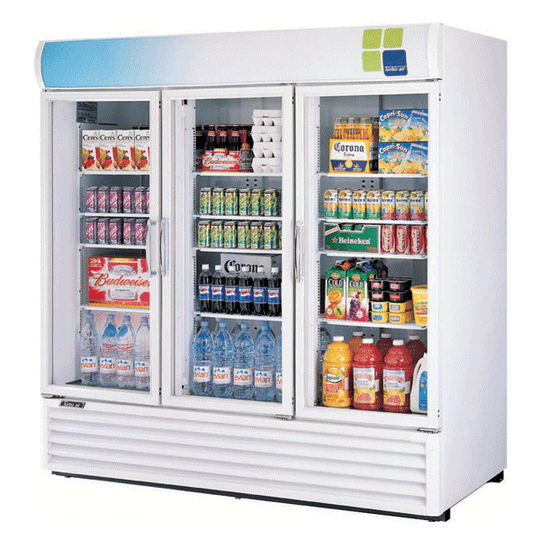 Turbo Air (TGM-72RS) 78" Wide Merchandiser Refrigerator with Three Hinged Glass Doors