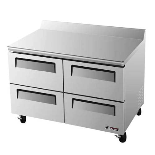 Turbo Air (TWR-48SD-D4-N) 49" Wide Super Deluxe Worktop Refrigerator featuring Four Drawers