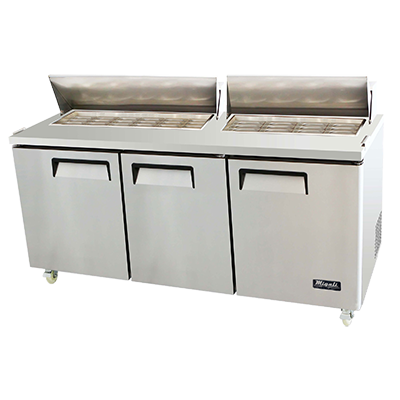 Migali (C-SP72-30BT-HC) 73" Wide Big Top Sandwich Preparation Table Refrigerator with Three Hinged Doors